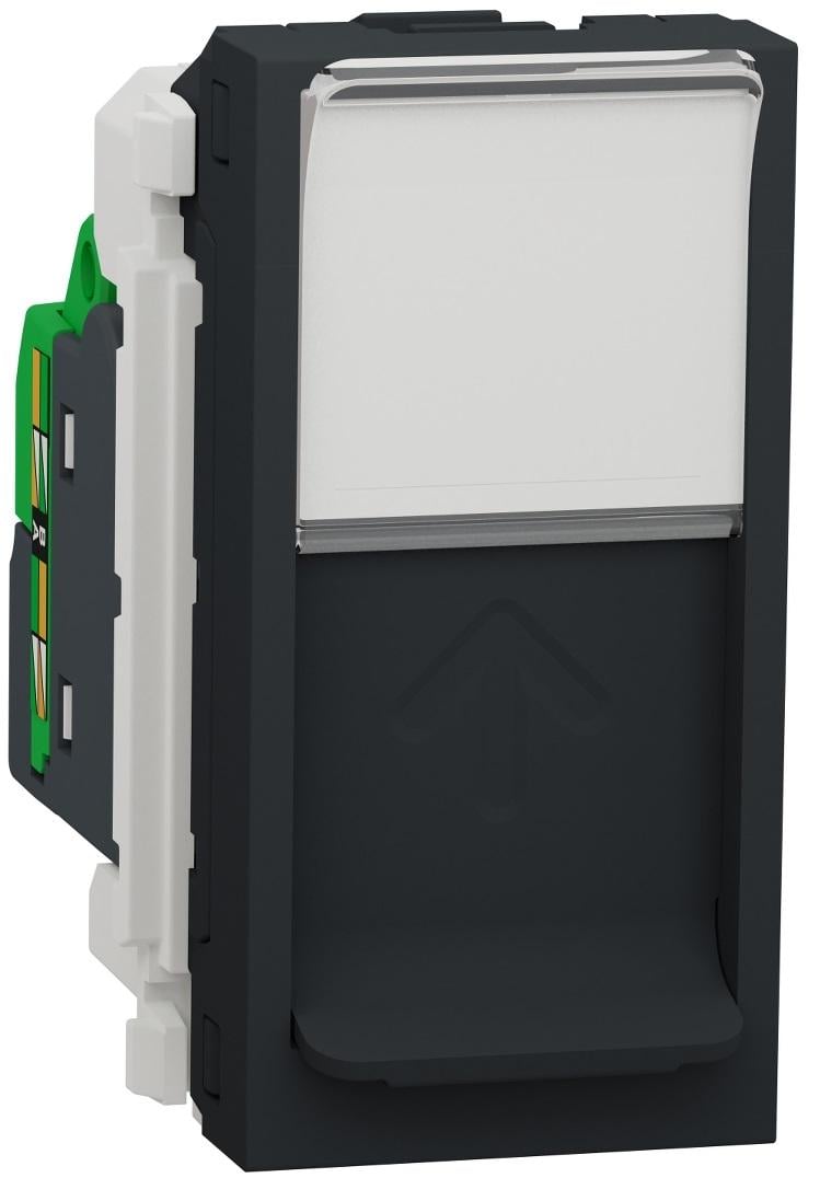 Розетка компьютерная Schneider Electric RJ45 категория Unica 6UTP 1 модуль ABS-UV Антрацит (NU341454)