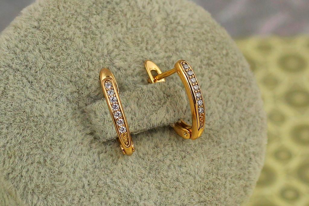 Серьги Xuping Jewelry дорожки с камнями 1,5 см Золотистый (2496441283)