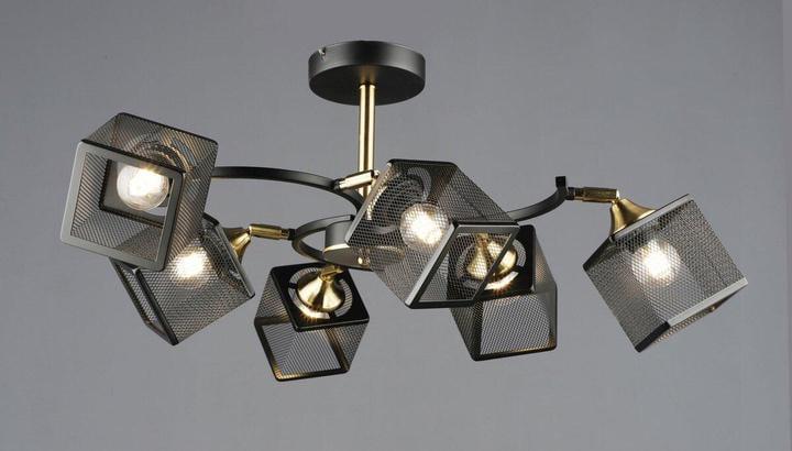 Люстра потолочная Sirius N6606/6 на шесть плафонов в сетку под лампу Е27 IP20 Черный/Медный (00000139936)