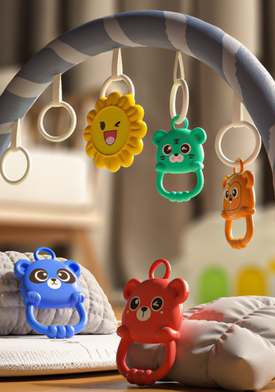 Музыкальный коврик-пианино с дугой и подвесными игрушками 36х29 см (32) - фото 3