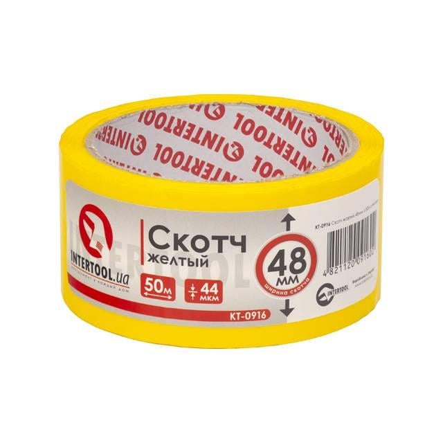 Скот жовтий Intertool 48 мм 50 м 44 мкм (KT-0916)