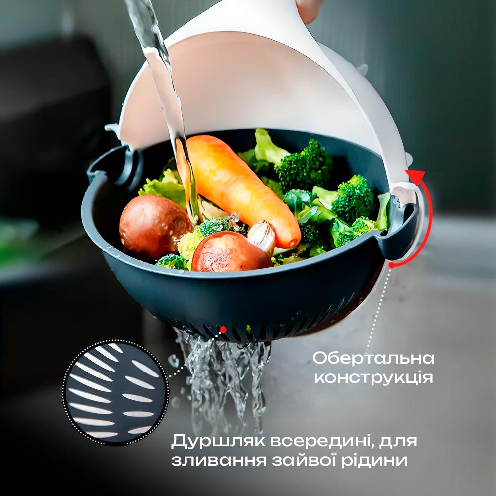 Овочерізка з контейнером BRS 8в1 багатофункціональна з друшляком White (475358274) - фото 4 Овочерізка з контейнером BRS 8в1 багатофункціональна з друшляком White (475358274) - фото 4