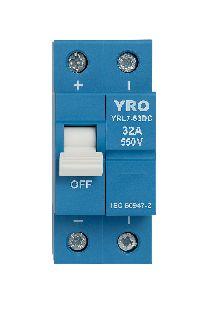 Автоматический выключатель постоянного тока YRO YRL7-63DC 2P 32A 550V (29726043) Автоматический выключатель постоянного тока YRO YRL7-63DC 2P 32A 550V (29726043)