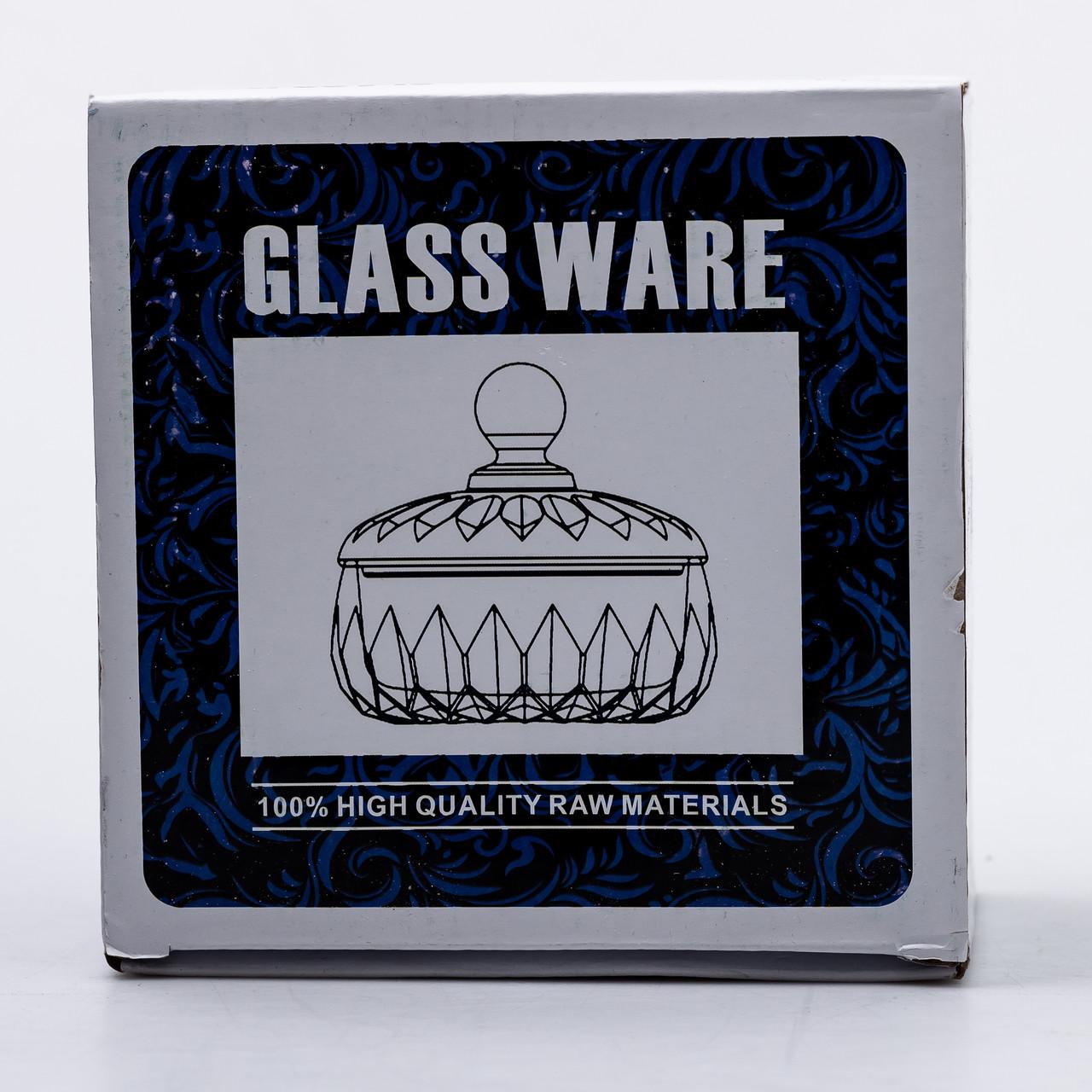 Цукерниця з кришкою HP-4-124 кругла скляна 13 см Прозорий (6983) - фото 8 Цукерниця з кришкою HP-4-124 кругла скляна 13 см Прозорий (6983) - фото 8