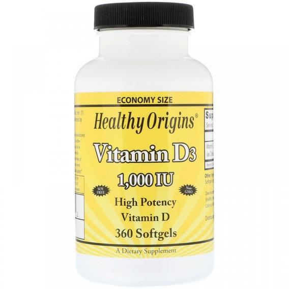 Витамин D Healthy Origins Vitamin D3 1000 IU 360 мягких капс. (000001691)