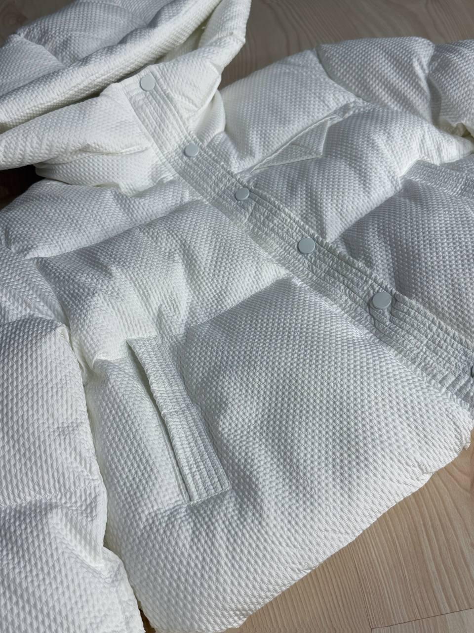 Куртка женская LADY YEP 10039 вафельная пуффер оверсайз с капюшоном р. 42 Белый (4883) - фото 4