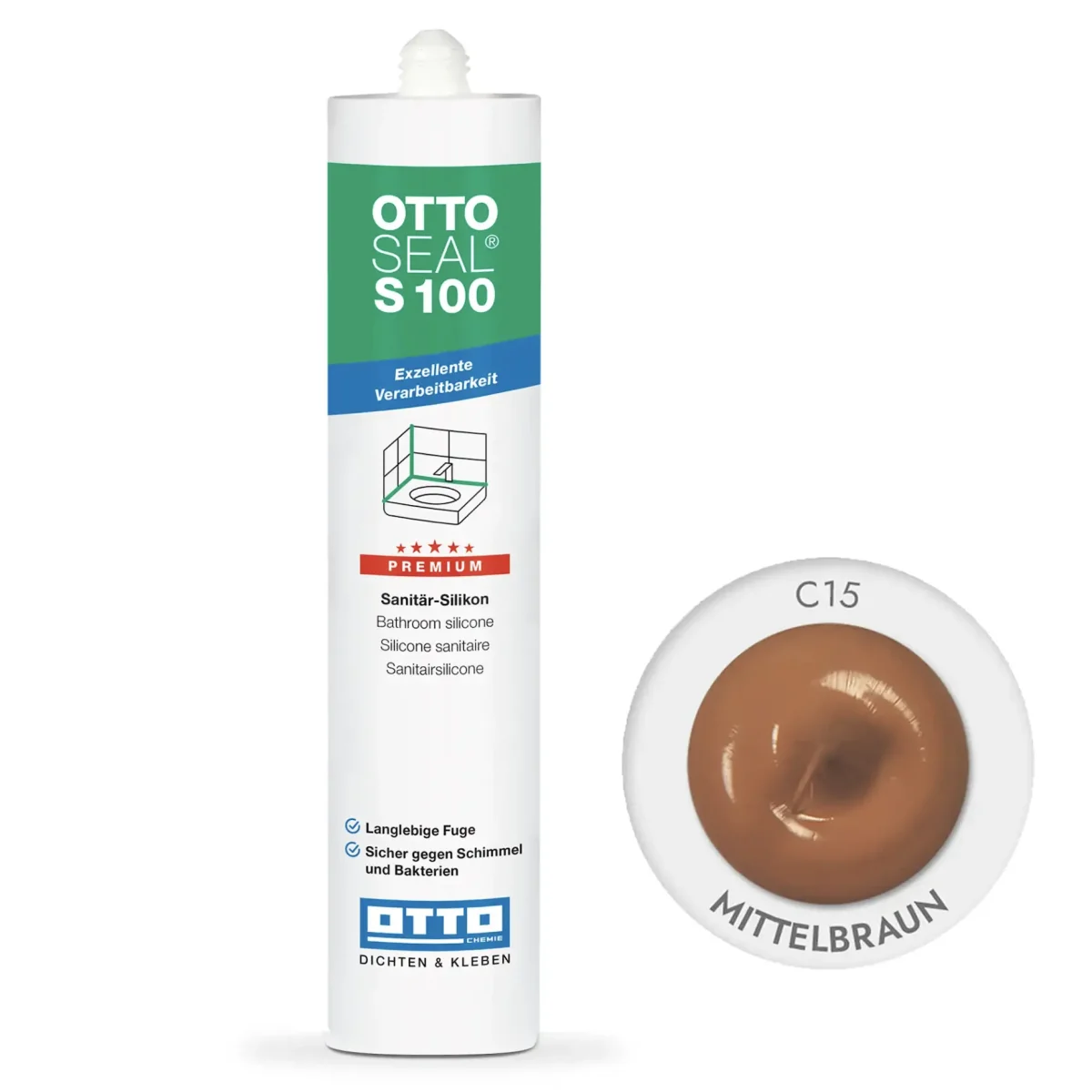 Силіконовий герметик OTTOSEAL S100 300 мм С15 mittelbraun (S100C15)