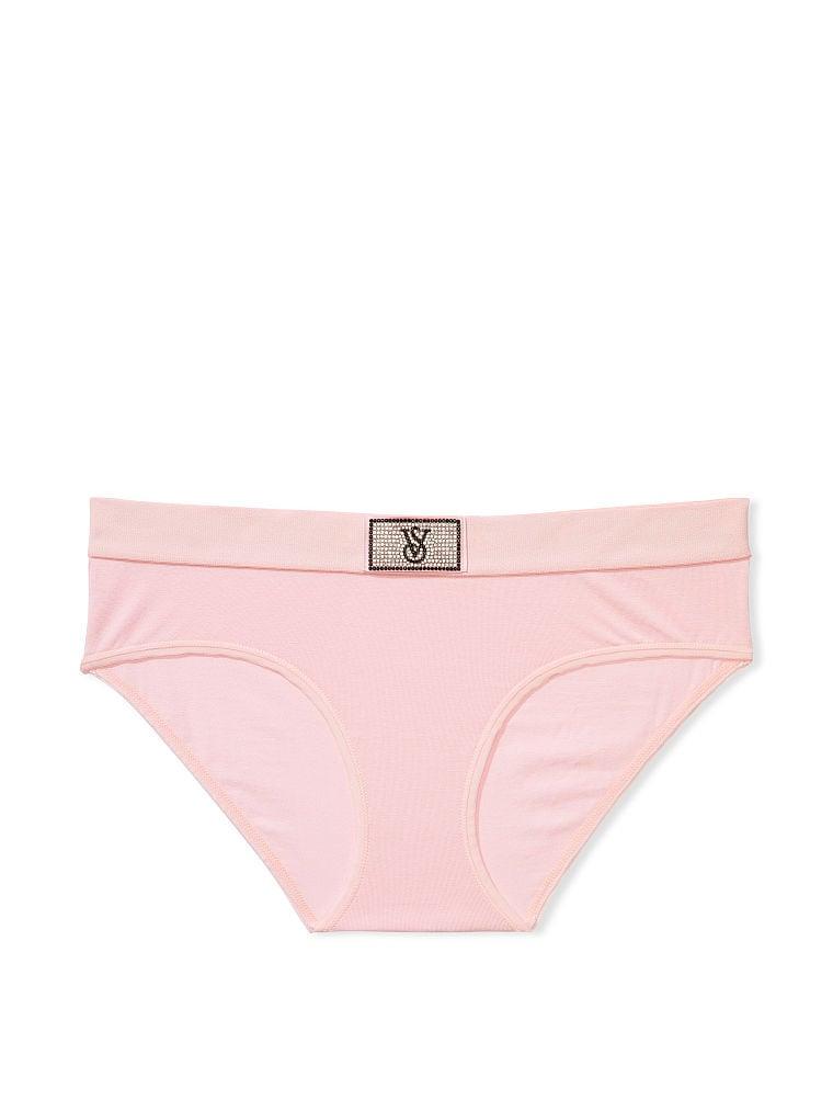 Трусики женские Victoria's Secret Ribbed Cotton Hiphugger хипстеры со стразами M Розовый (2083121567)