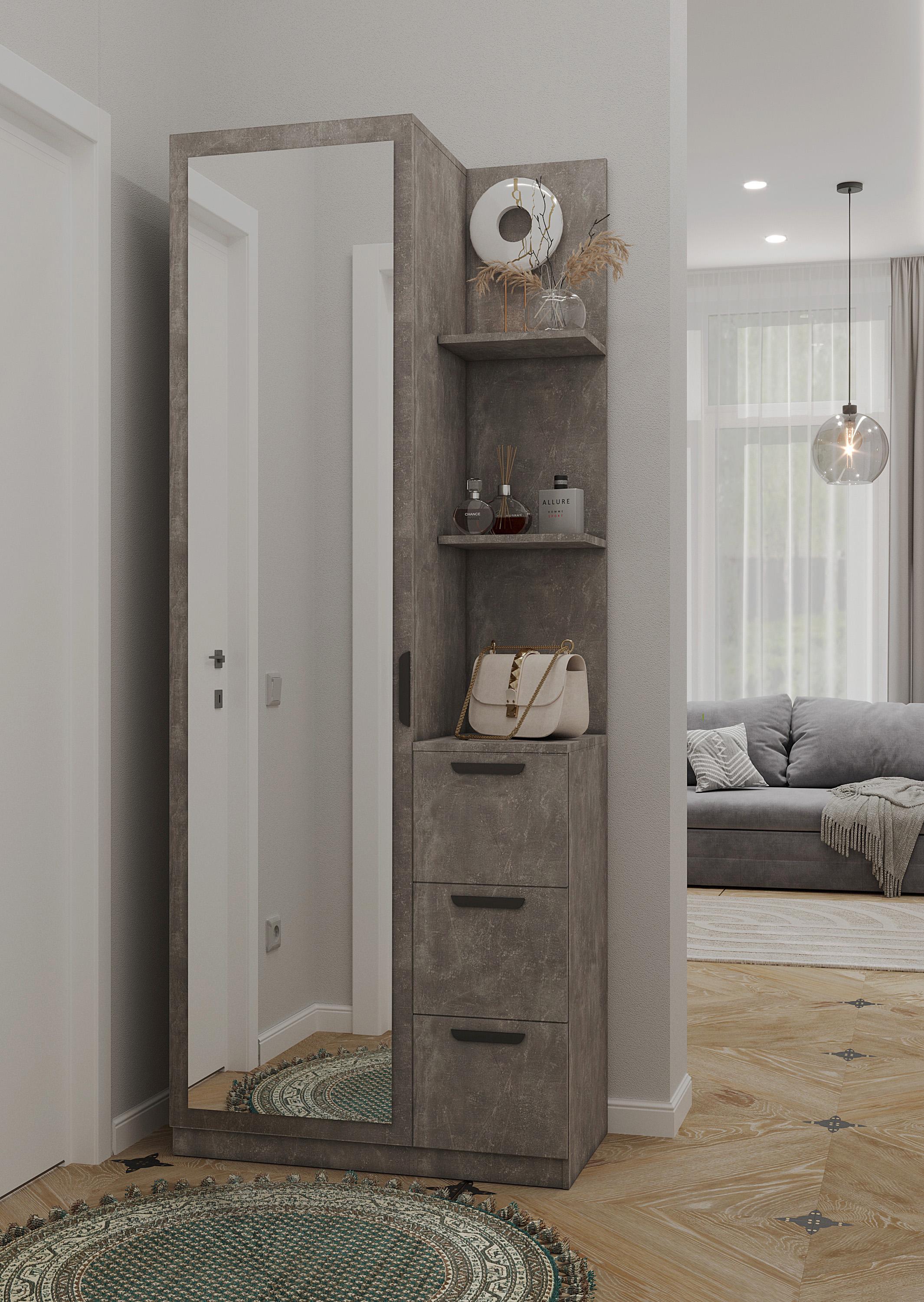 Прихожая N-1 Left 800x2000x400 мм Бетон (sr25-n1L-beton)