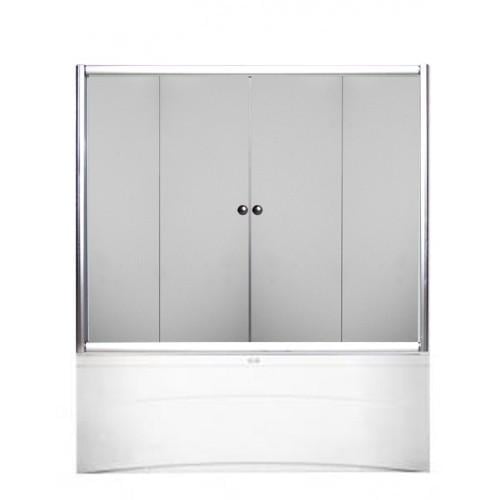 Штора для ванної KO&PO F150S чотирьохсекційна розсувна матове скло 150х140 см