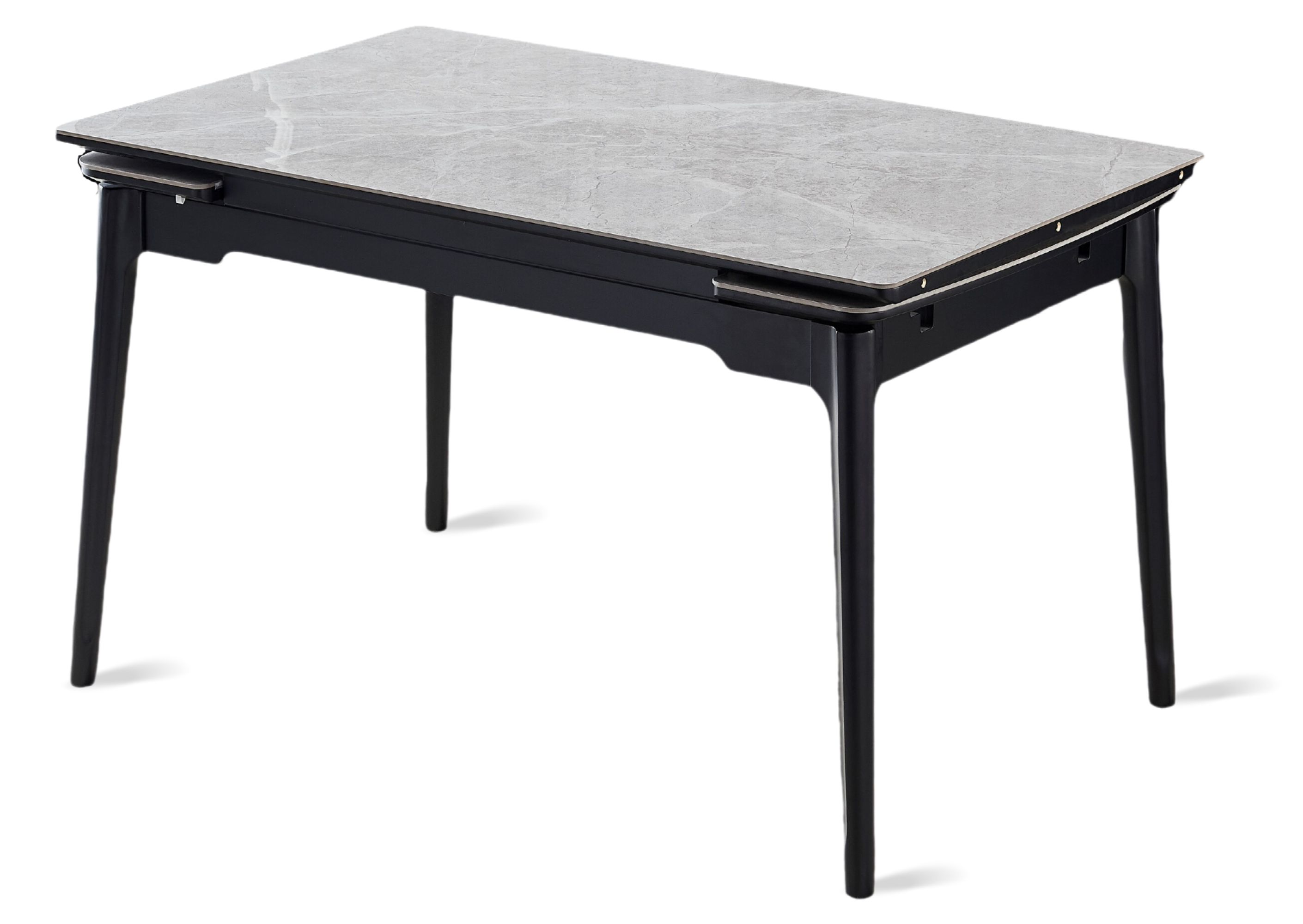 Стол обеденный раскладной Intarsio Bonn II Ceramic 140/200x90 Серый глянец/Черный