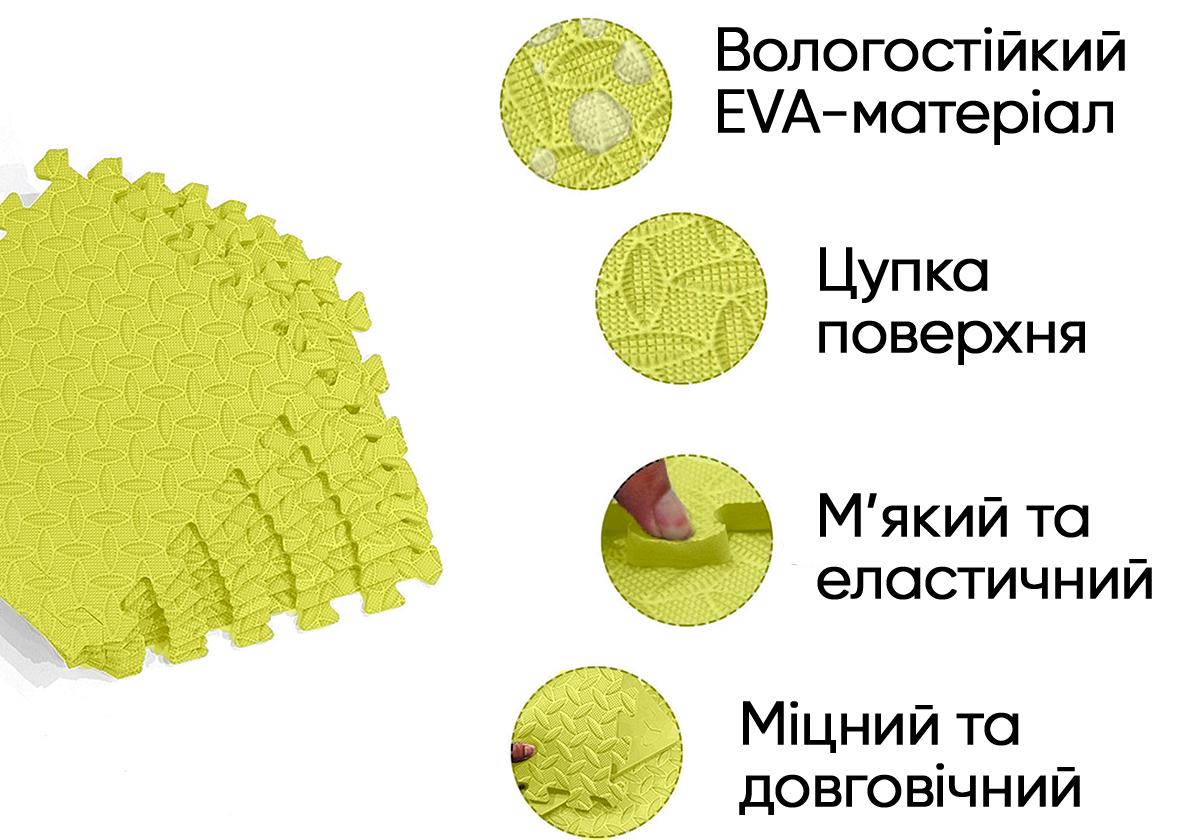 Татами мат EasyFit хвост ласточки 8 шт. 30х30х1 см Желтый (EF-1950-30-Y) - фото 2