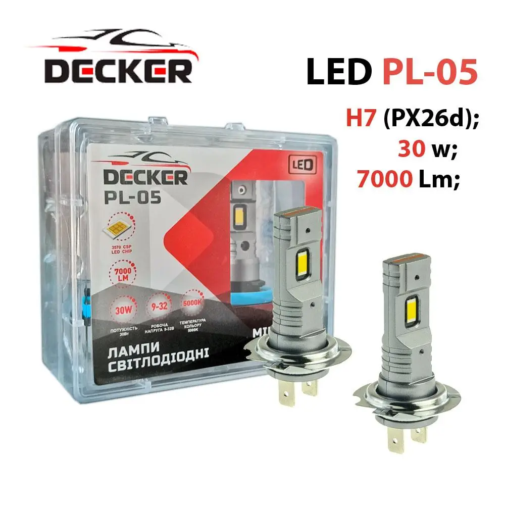 Автомобільні лампи Decker LED 30W PL-05 5K H7 7000Lm (102-903) - фото 3