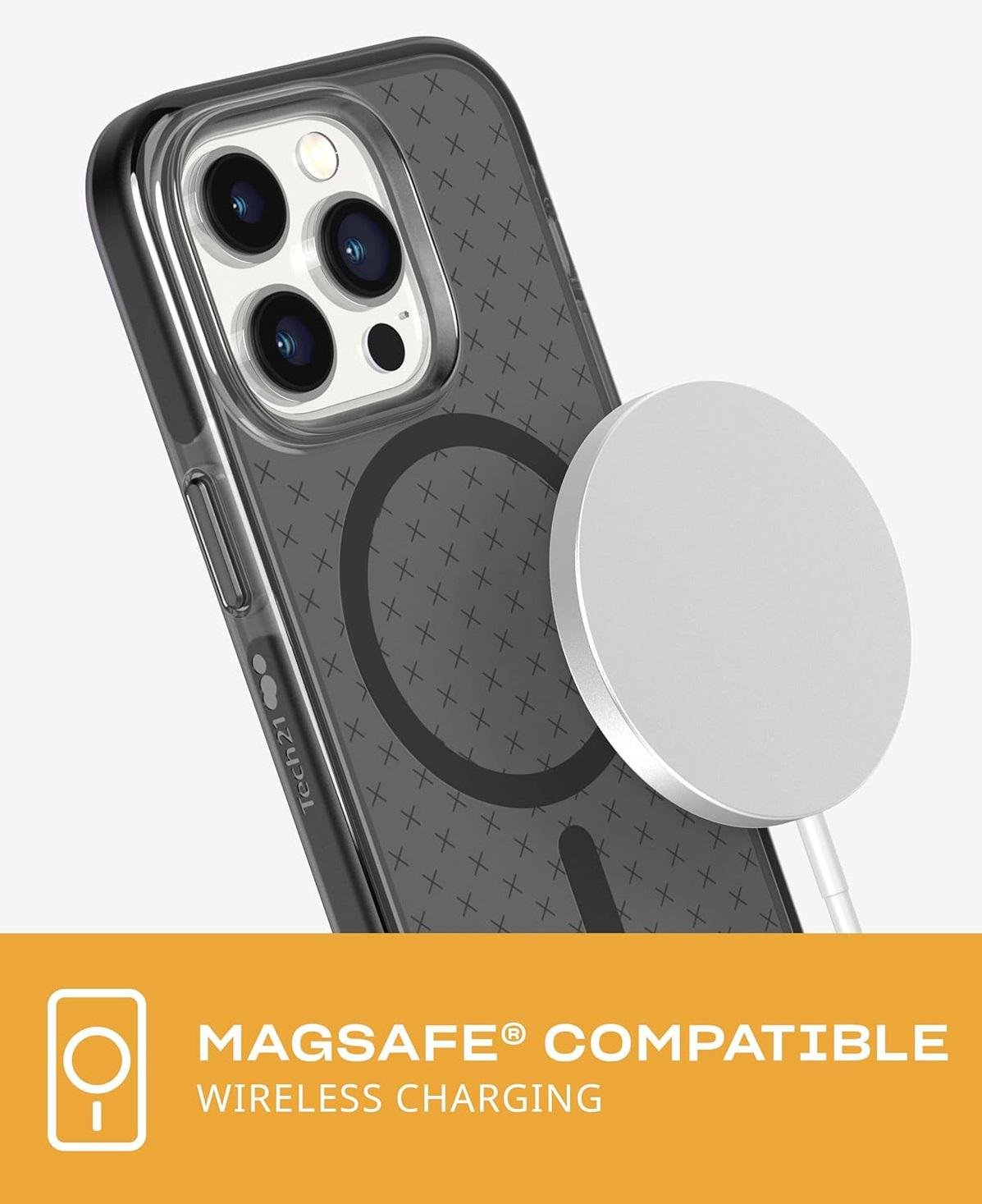 Противоударный чехол силиконовый Tech21 Evo Check MagSafe для Iphone 14 Pro Max (6.7") Smokey Black - фото 13