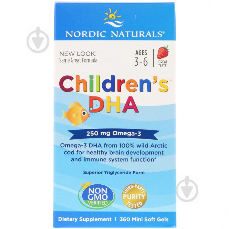 Рыбий жир (ДГК) для детей Nordic Naturals Children's DHA 3-6 лет 250 мг Вкус Клубники 360 мини капсул