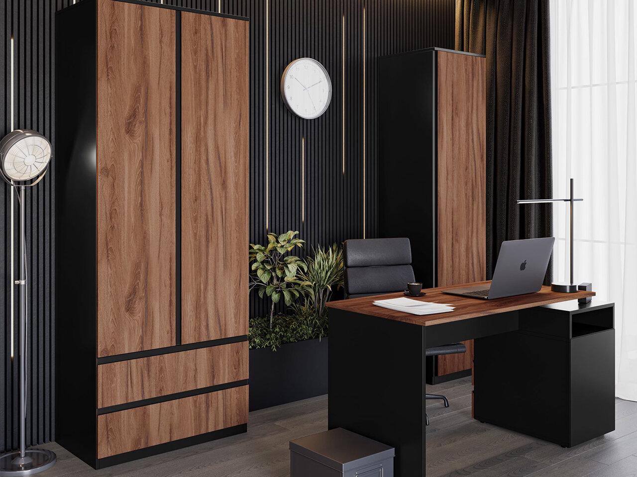 Шафа 2Д2Ш Світ меблів Фріда із ДСП Чорний/Дуб Ліворно (51769) - фото 2