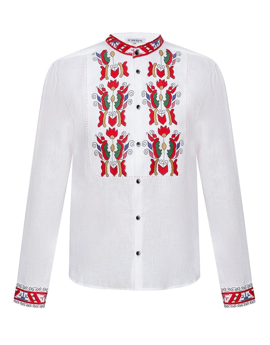 Сорочка Січ з кольоровою вишивкою чоловіча FOBERINI біла XL-XXL