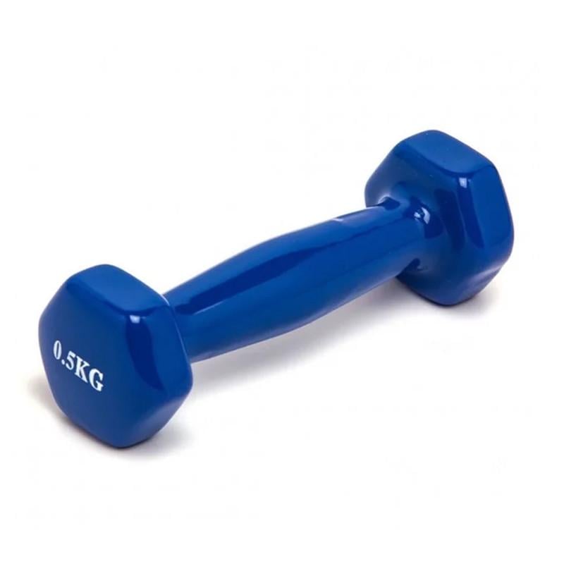 Гантель із вініловим покриттям Feel Fit 1 шт. 0,5 кг Синій - фото 1