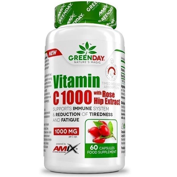 Витамин C для спорта Amix Nutrition GreenDay ProVegan Vitamin C 1000 mg with RoseHip 60 Veg Caps Витамин C для спорта Amix Nutrition GreenDay ProVegan Vitamin C 1000 mg with RoseHip 60 Veg Caps