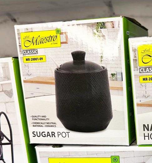 Сахарница с ложкой Maestro MR-20001-09 керамическая 300 мл Черный (2107730831) - фото 3