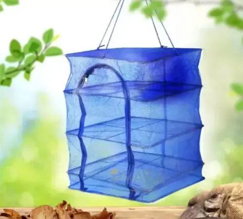 Сітка підвісна для сушіння риби та овочів із застібкою на блискавку до 6 кг 3-х ярусна поліетиленова 35x35x75 см Синій (opt-14386) - фото 5