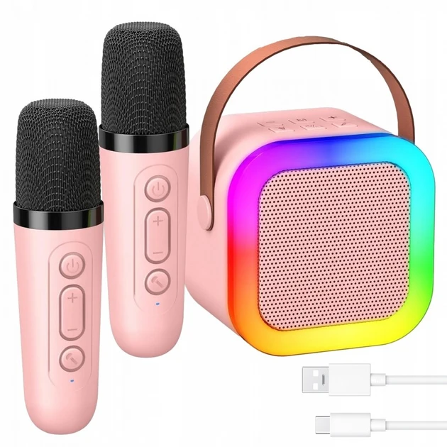 Міні-караоке для дітей із двома мікрофонами Колонка Mini Karaoke Party Set - дитяче караоке з 2 мікрофонами та RGB підсвічуванням (2587300079)