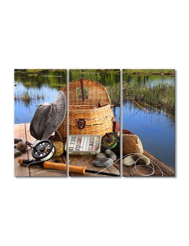 Картина модульная Рыболовные снасти 3 модуля 120x180 см