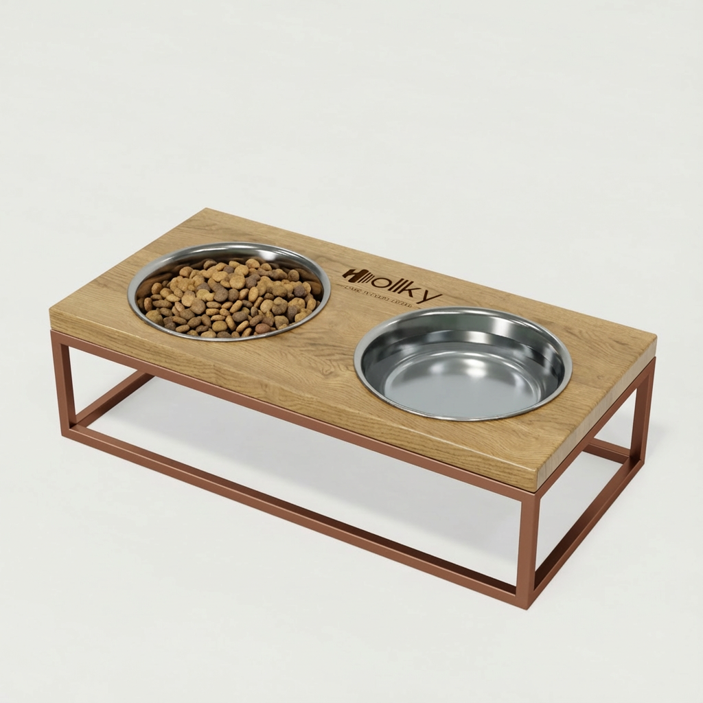 Миски на подставке для средних собак и больших котов Hollky Base M 2х0,95 л (BM-422110-GLNT) - фото 1 Миски на подставке для средних собак и больших котов Hollky Base M 2х0,95 л (BM-422110-GLNT) - фото 1