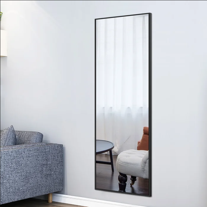 Дзеркало настінне CRYSTAL GLASS в алюмінієвій рамі Е4 1700х600 мм Чорний браш (С3351)