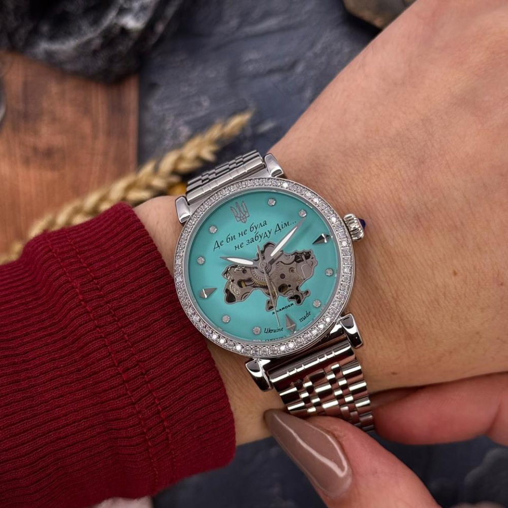 Наручные часы женские механические Awarder с Гербом Украины на браслете со стразами Бирюзовый (30631902) - фото 10 Наручные часы женские механические Awarder с Гербом Украины на браслете со стразами Бирюзовый (30631902) - фото 10