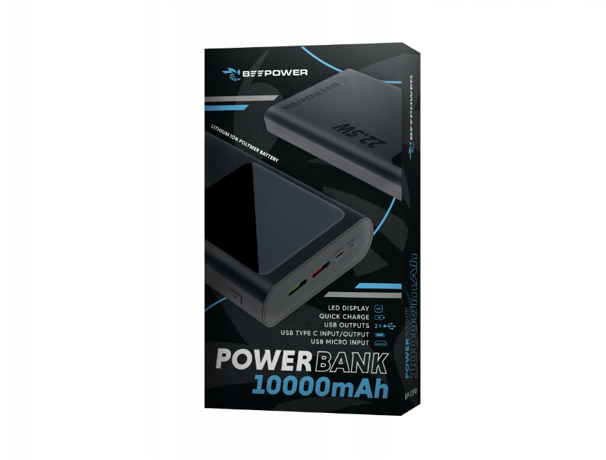 Повербанк BeePower 10000 mAh 22,5W Черный