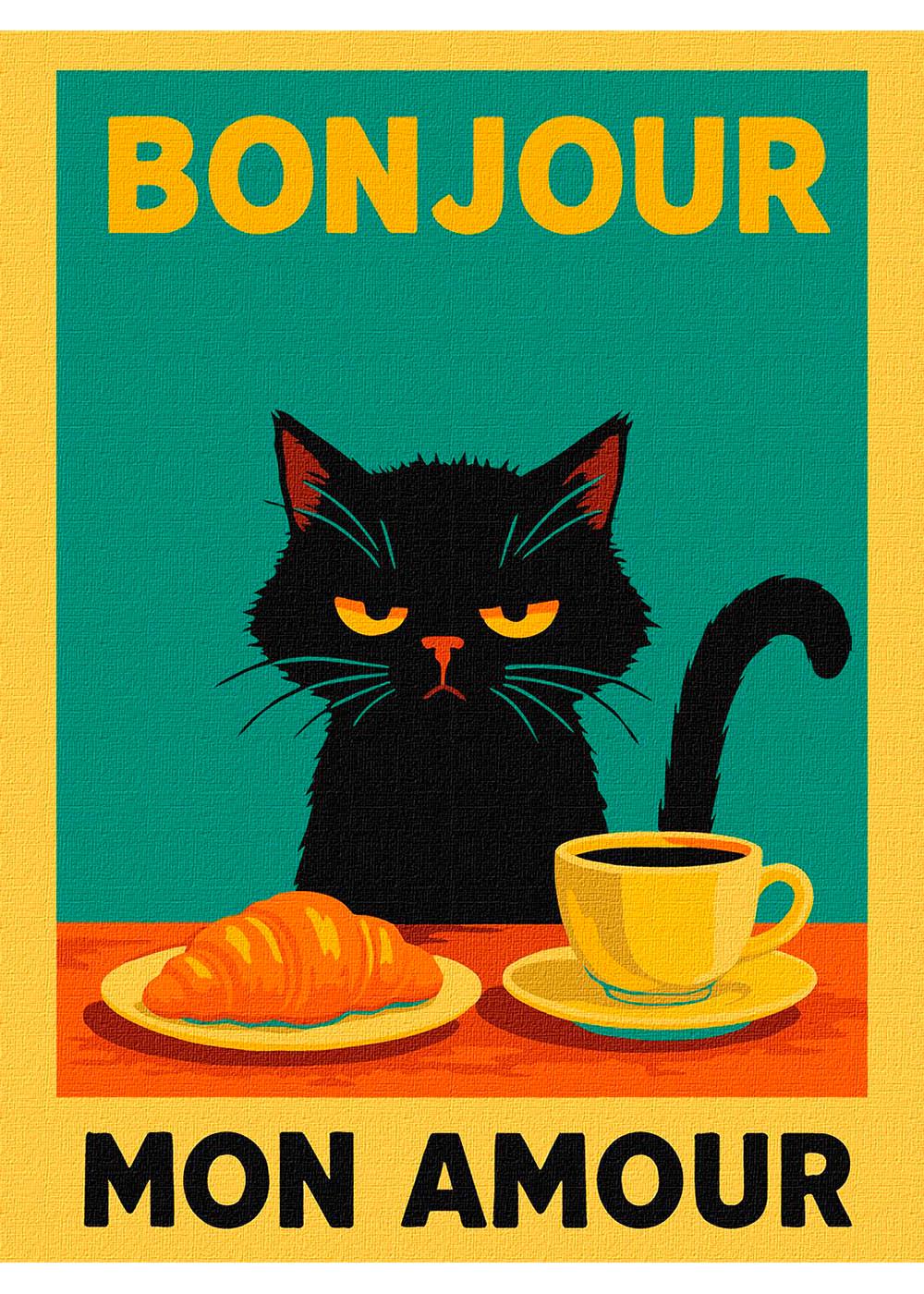 Картина по номерам Ideyka Постер Утро с котом 30х40 см (KHO6787)