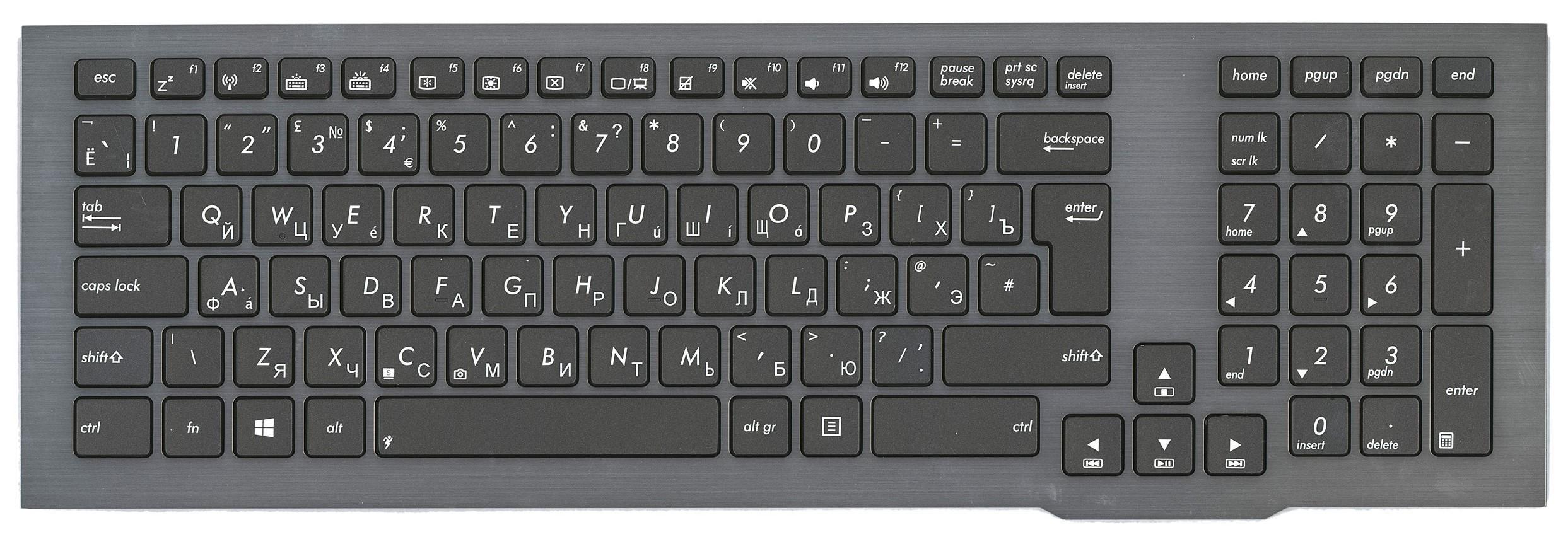 Клавиатура для ноутбука Asus G75V G75W с подсветкой Light Gray Frame Black
