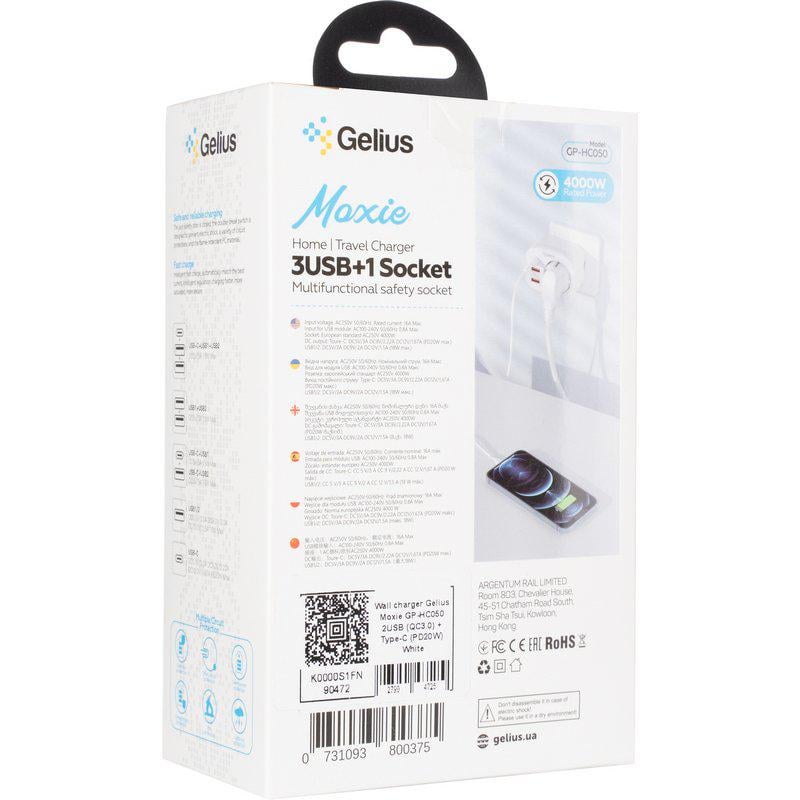 Зарядное устройство сетевое Gelius Moxie GP-HC050 2USB QC3,0 Type-C PD20W White (90472) - фото 7 Зарядное устройство сетевое Gelius Moxie GP-HC050 2USB QC3,0 Type-C PD20W White (90472) - фото 7