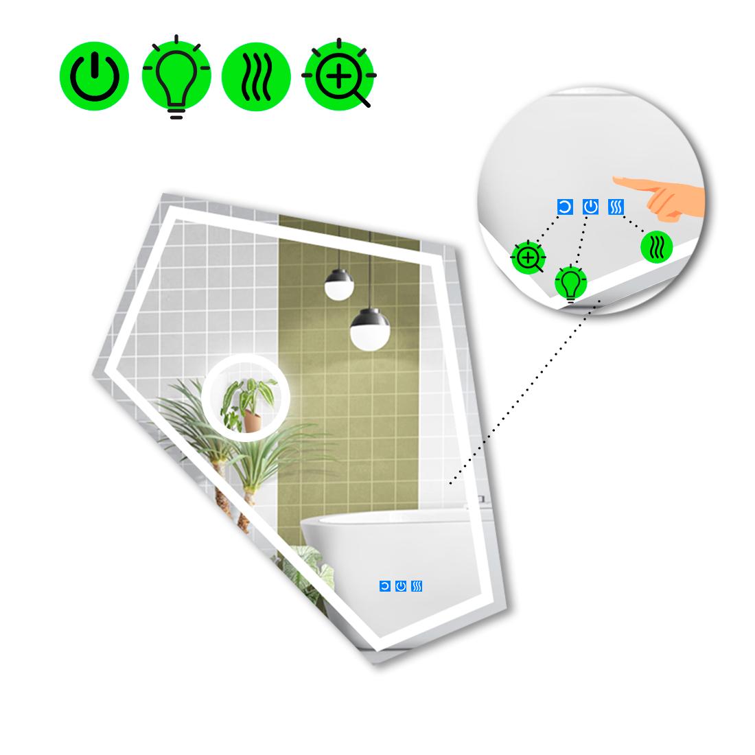 Зеркало с LED подсветкой Modulo 1 с тремя сенсорами 80x68 см (8736853)