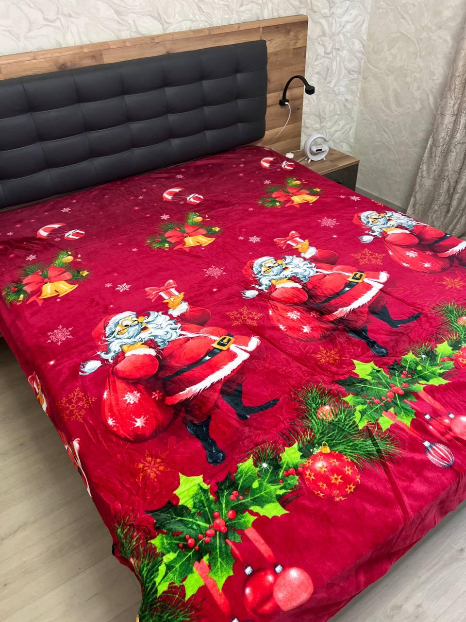 Плед теплый на диван Новогодний евро 200х220 см Red (П4К-al-ng-pled-001/1)