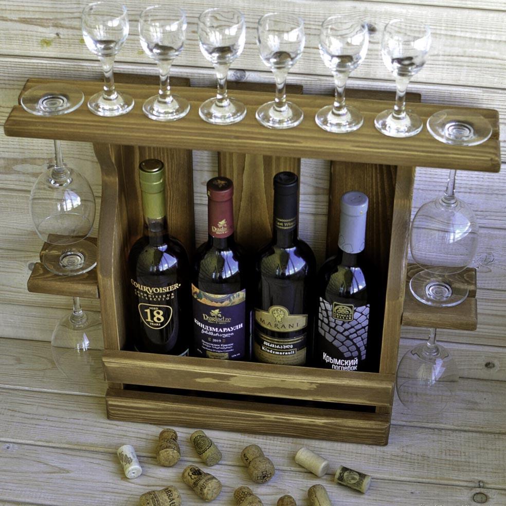 Полка для вина настенная из дерева Накагута 4 Мускат (ПНК-408807)