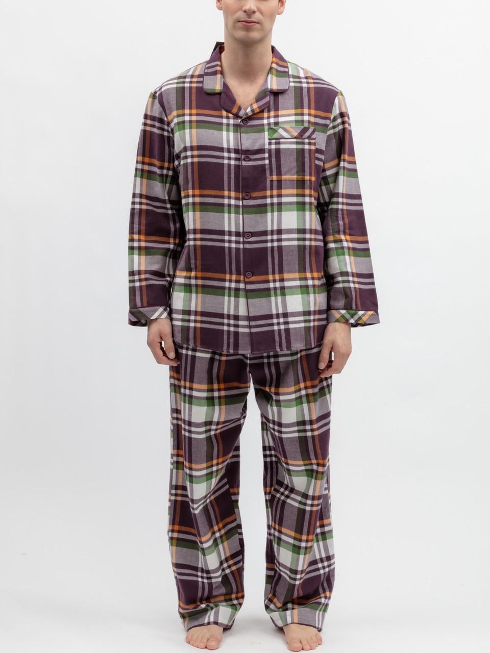 Пижама мужская CYBERJAMMIES Wild Slumber 3252-3253 из 100% хлопка с начесом S Фиолетовый в клетку (3174263300)