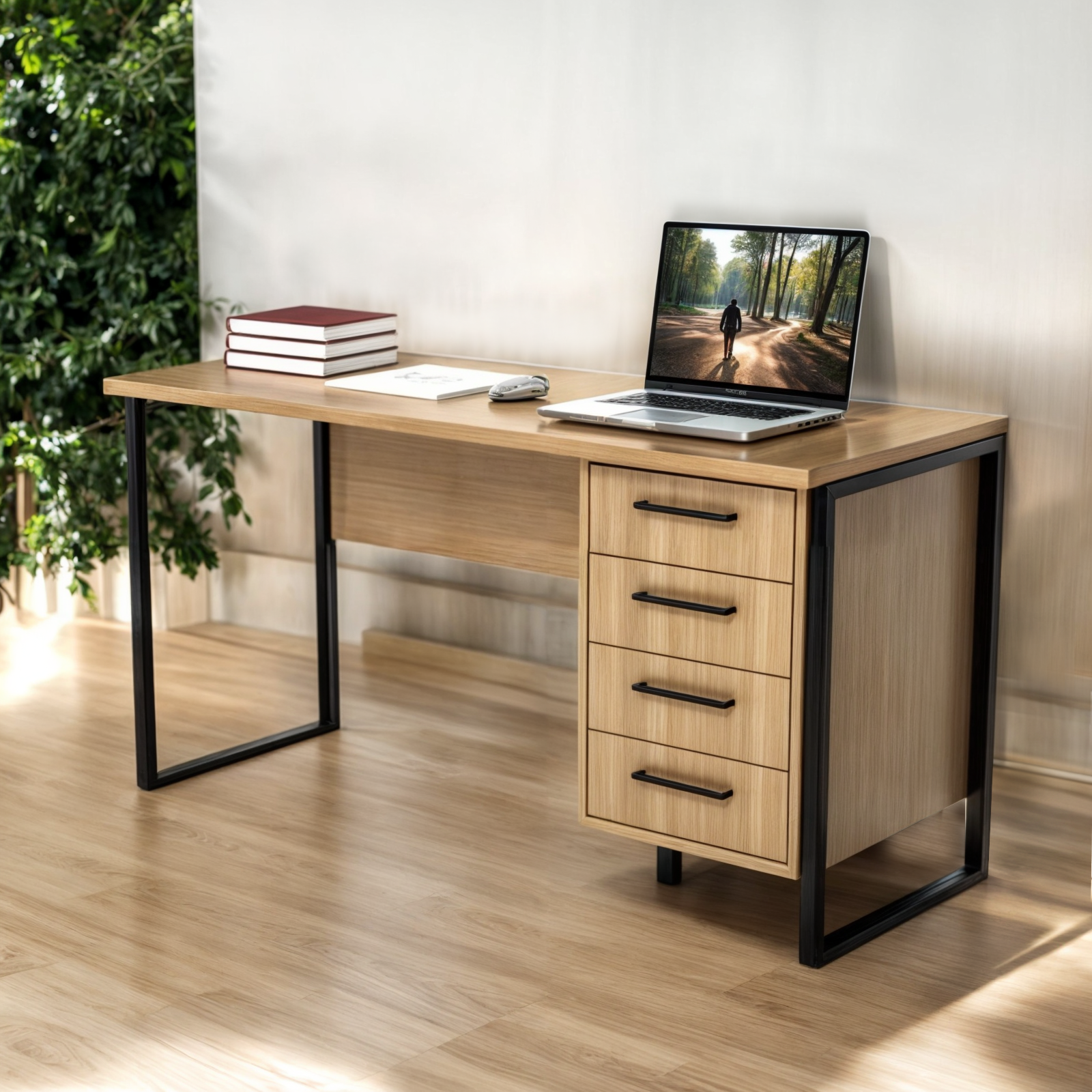 Стіл письмовий Tobi Sho LOFT Gold СПЛГ/2 прямий з шухлядами стільниця 36 мм 1200х600х765 Дуб аппалачі