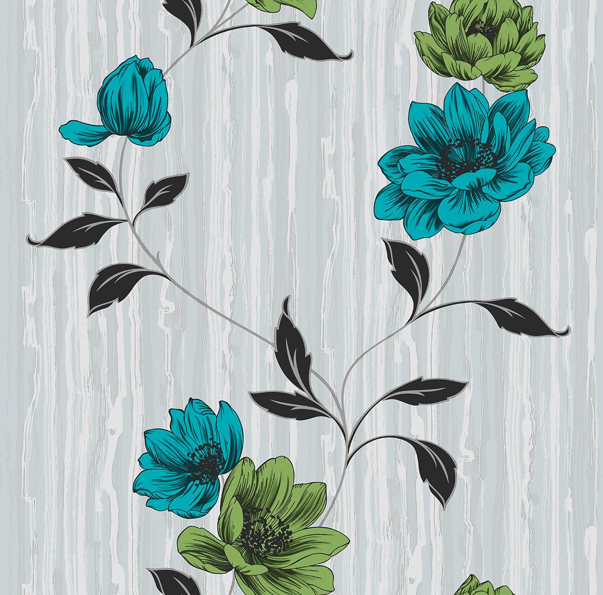 Шпалери паперові Континент Естель Сірий/Бірюзовий (1381) - фото 1