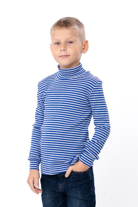 Водолазка утеплена для хлопчика приталеного крою в смужку Носи Своє 134 см Темно-блакитний (6068-022-4)