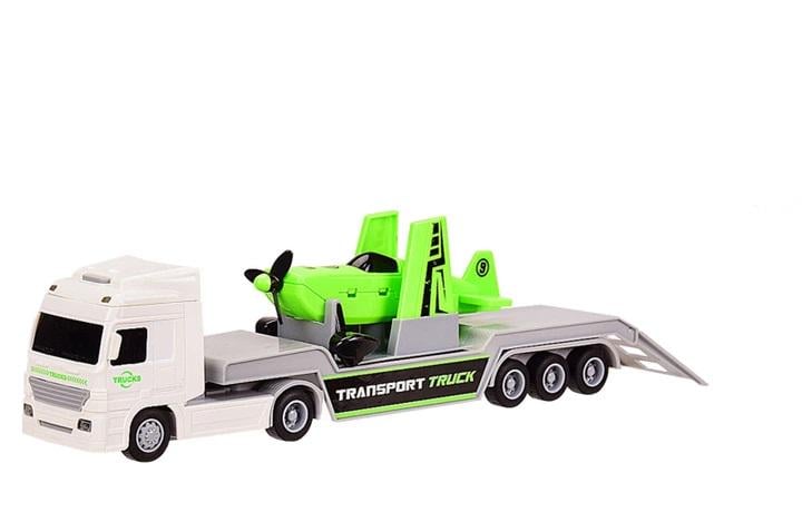 Игрушечный грузовик транспортер Автопром трейлер с самолетом из пластика 32 см Белый с зеленым (150-98-7942B)