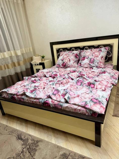 Комплект постільної білизни євро Півон дайтон бавовняний 200х220/70х70 см Білий (26643633)