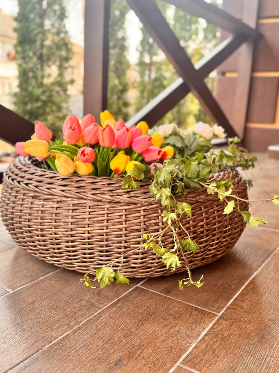 Клумба из искусственного ротанга 50 л (14586709)