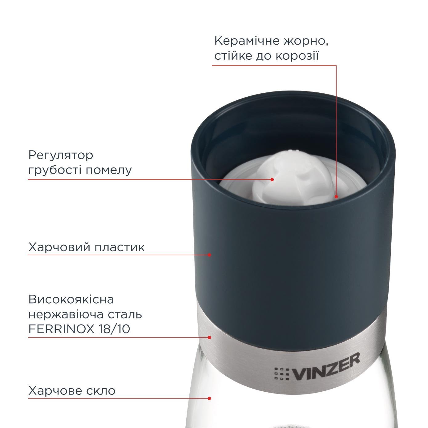 Млин для солі та перцю Vinzer 50196 - фото 7