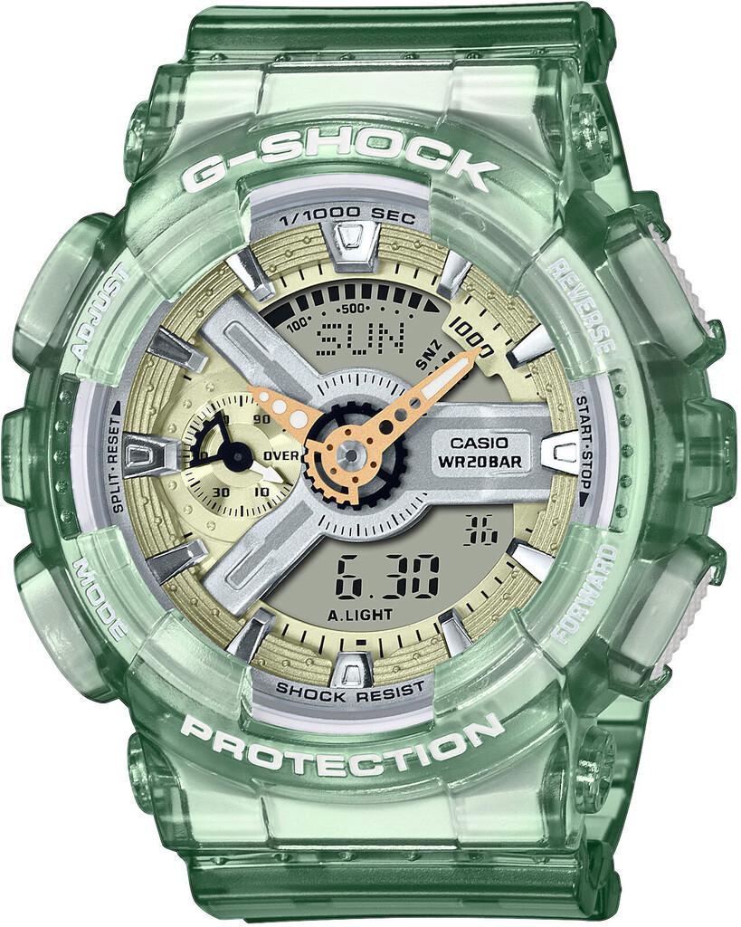 Наручний годинник жіночий Casio G-Shock GMA-S110GS-3AER ударостійкий з водозахистом 200 м та жовтим циферблатом