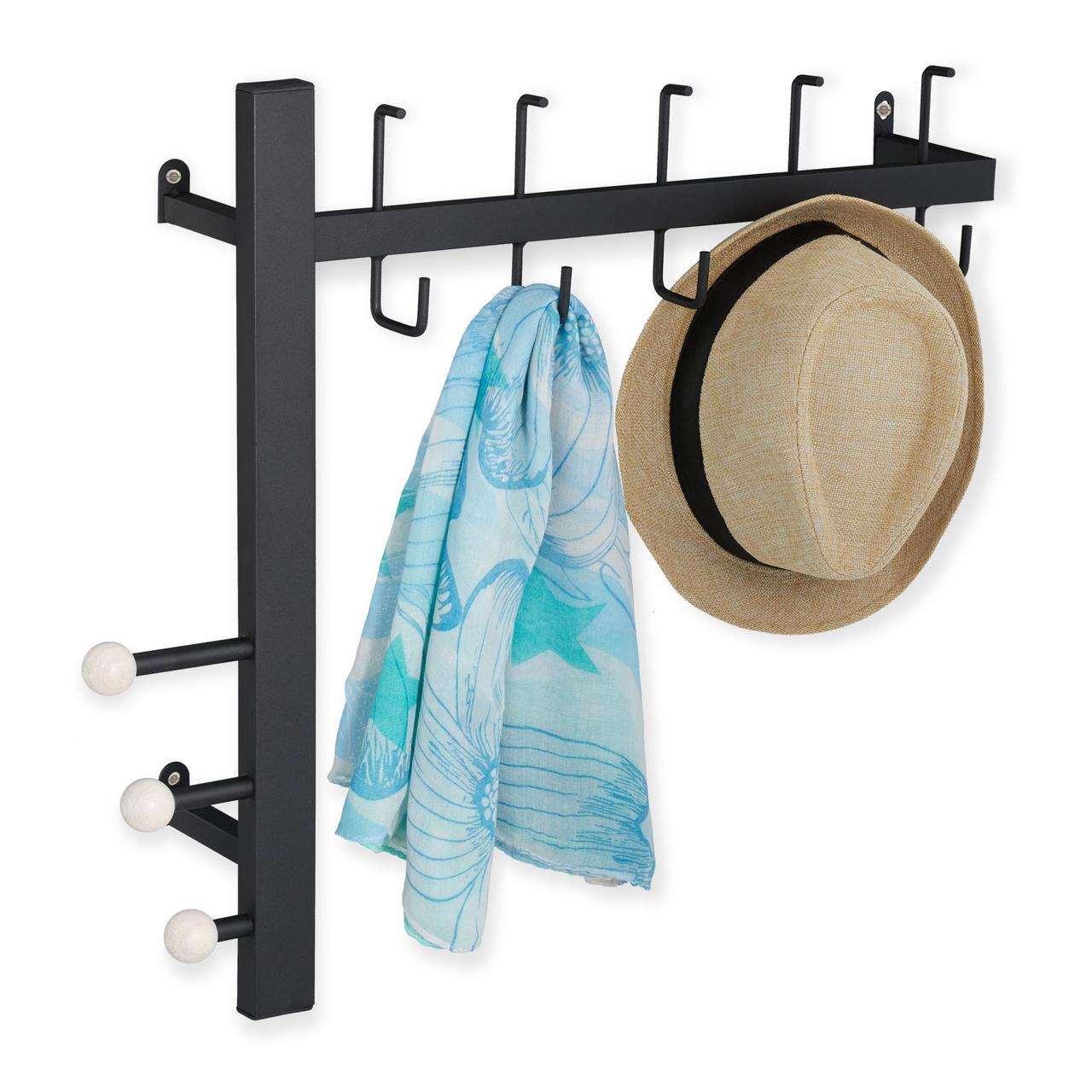 Вешалка настенная металлическая Relaxdays на 8 крючков 53x64x15,5 см (2306363355)