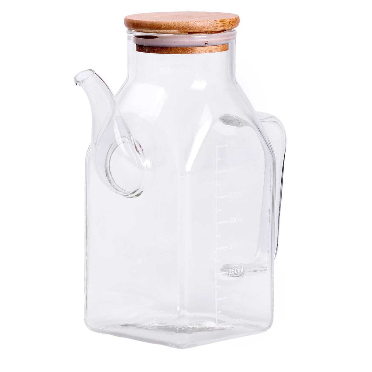 Бутылка для масла стеклянная с ручкой и бамбуковой крышкой 750 мл (HP-34-4) - фото 3 Бутылка для масла стеклянная с ручкой и бамбуковой крышкой 750 мл (HP-34-4) - фото 3