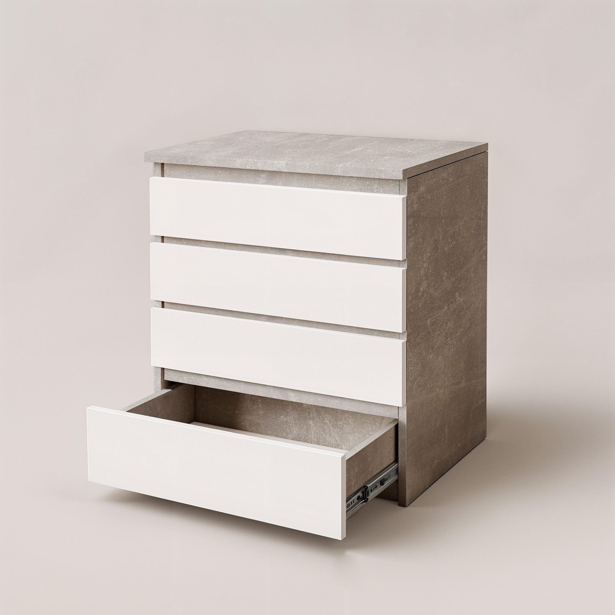 Комод на 4 шухляди без ручок Kvatro 700х380х860 мм Бетон/Білий - фото 3