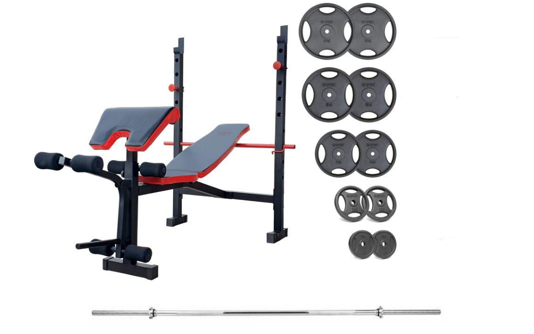 Скамейка для жима ReadMeBlack со штангой с металлическими дисками 95 кг RN-Sport (25550821)